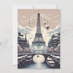 Parisian Winter Elegance - Christmas in the City Invitation<br><div class="desc">Step into a Parisian winter wonderland with our "Parisian Winter Elegance" Christmas card. This exquisite card captures the romance and charm of Paris during the festive season. From the shimmering lights along the Seine to the majestic Eiffel Tower aglow with holiday cheer, each element of this card reflects the sophisticated...</div>