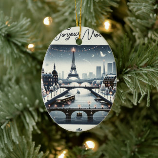 Parisian Winter Elegance, City of lights Ceramic Ornament