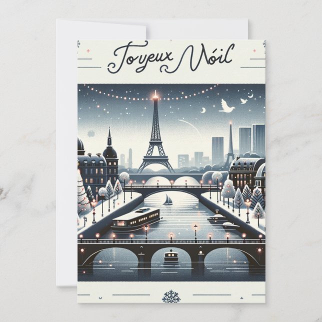 Parisian Winter Elegance, City of lights Holiday Card (Front)