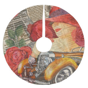 Parisian Woman: Eiffel Tower Retro. Brushed Polyester Tree Skirt