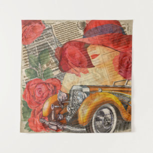 Parisian Woman: Eiffel Tower Retro. Tapestry