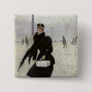 Parisian woman in the Place de la Concorde 2 Inch Square Button