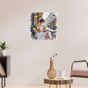 Parisian Women Elegance: Paris Café Street Vibes Poster