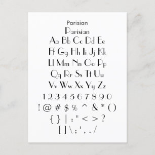 Parisian - Zazzle Font Sampler Sheet Postcard