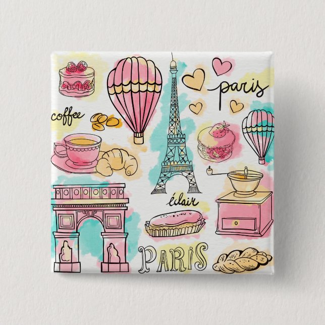 Paris's Stuff 2 Inch Square Button (Front)