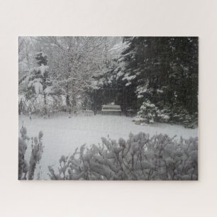 Park Bench in Fresh Snow Jigsaw Puzzle