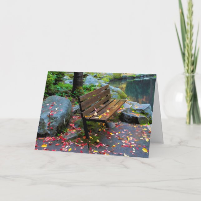 PARK BENCH WITH FALL COLORS CARD (Front)