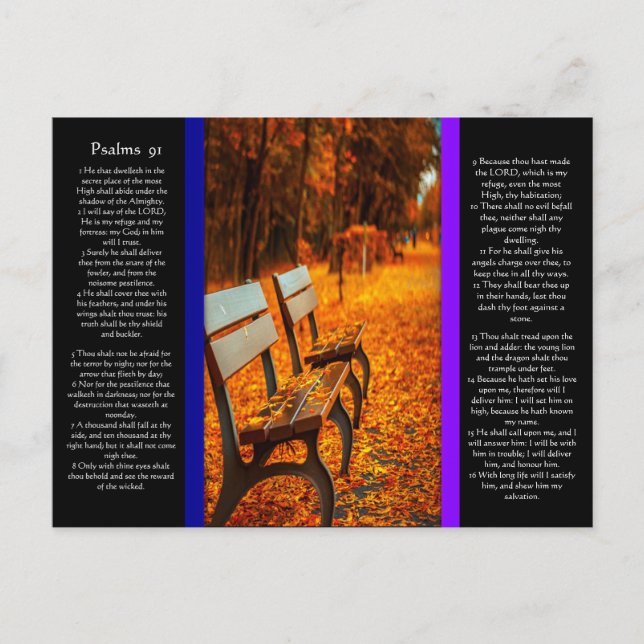 Park Benches With Psalms chapter 91 Postcard (Front)