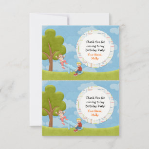 Park Birthday Party Thank You Favour Card