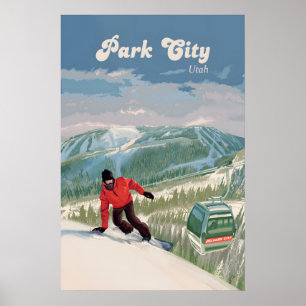 Park City Snowboarding Travel Poster