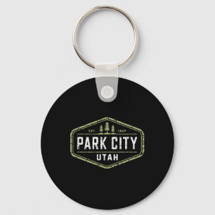 Park City Utah Mountain Skiing Snowboarding Design Keychain