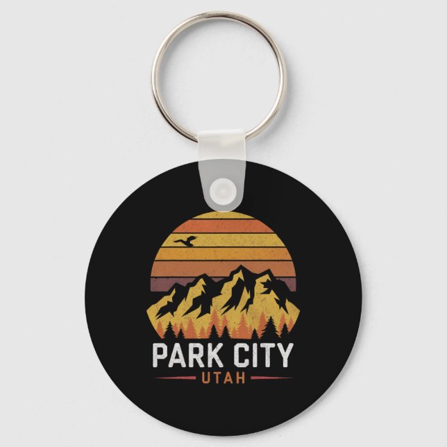Park City Utah Mountains Ski Hiking Camping Trip S Keychain (Front)