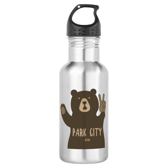 Park City Utah Peace Bear 532 Ml Water Bottle (Front)