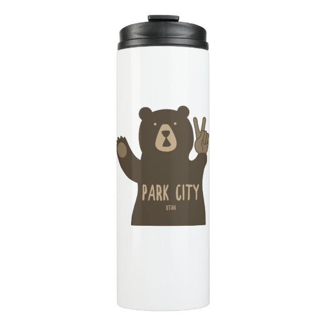 Park City Utah Peace Bear Thermal Tumbler (Front)