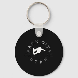 Park City Utah Retro Vintage Graphic Snowboard Keychain
