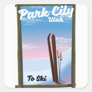 Park city Utah Ski travel poster Square Sticker