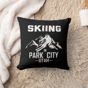 Park City Utah skiing Throw Pillow