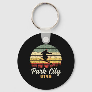 Park City Utah Skiing Vintage Mountain Ski Vacatio Keychain