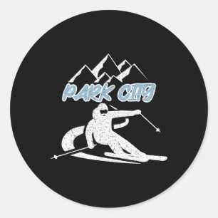Park City Utah Snow Mountain Skiing Skier Vintage Classic Round Sticker