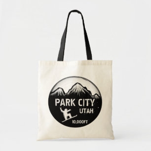 Park City Utah, snowboard art sac noir réutilisabl