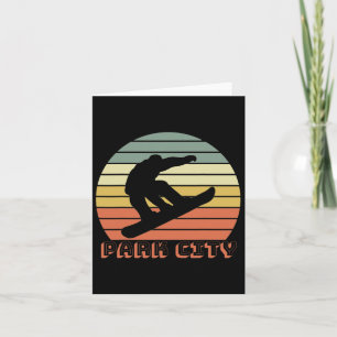Park City Utah Snowboard Retro Sunset Card