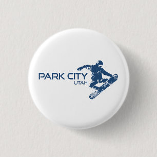 Park City Utah Snowboarder 1 Inch Round Button