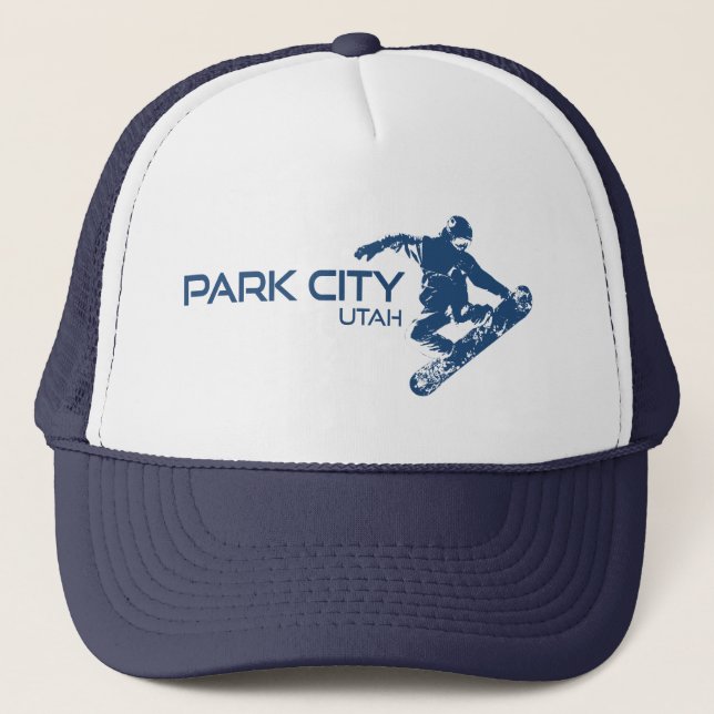 Park City Utah Snowboarder Trucker Hat (Front)