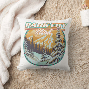 Park City Utah Travel Logo Throw Pillow