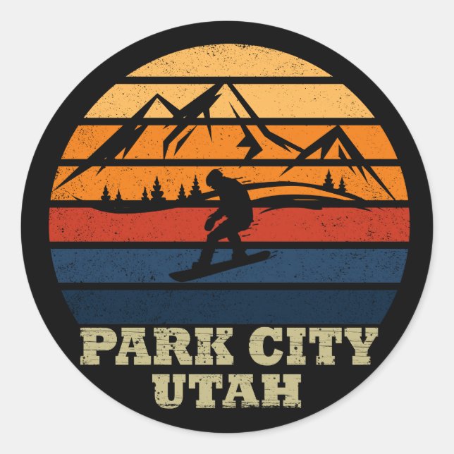 Park city Utah vintage Classic Round Sticker (Front)