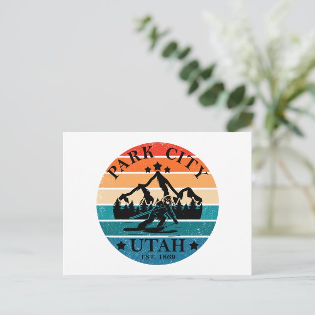 Park city Utah vintage Holiday Postcard (Standing Front)