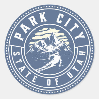 Park City Utah Vintage Skiing Souvenir Classic Round Sticker