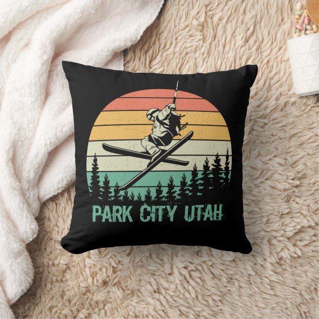 Park city Utah vintage Throw Pillow (Blanket)