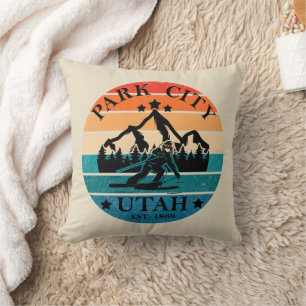 Park city Utah vintage Throw Pillow