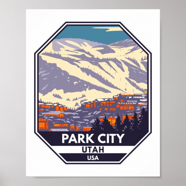 Park City Utah Winter Area Emblem   Poster (Front)