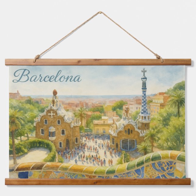 Park Güell in Barcelona Hanging Tapestry (Front)