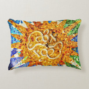 Park Guell mosaics Accent Pillow