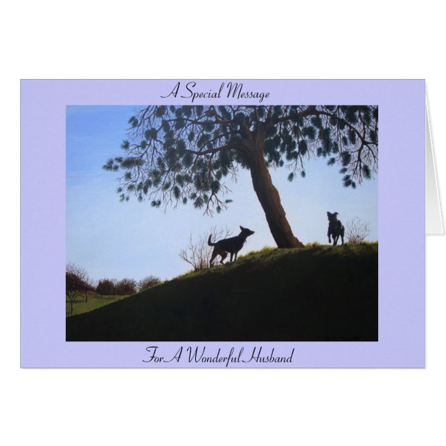 park landscape with dogs and verse for husband (Front Horizontal)