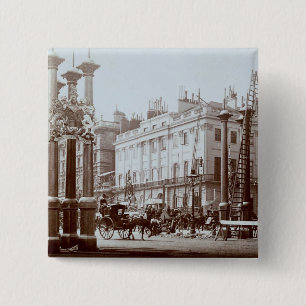 Park Lane being decorated for Queen Victoria's Dia 2 Inch Square Button