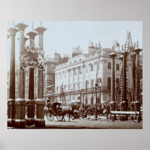 Park Lane being decorated for Queen Victoria's Dia Poster