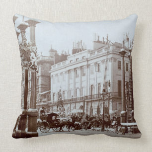 Park Lane being decorated for Queen Victoria's Dia Throw Pillow