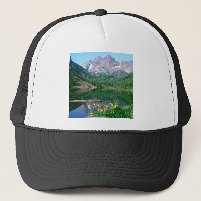 Park Maroon Bells White River Colorado Trucker Hat (Front)
