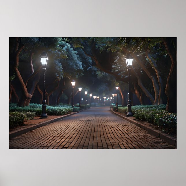 Park Path par Lamplight - Poster Serene Evening (Devant)