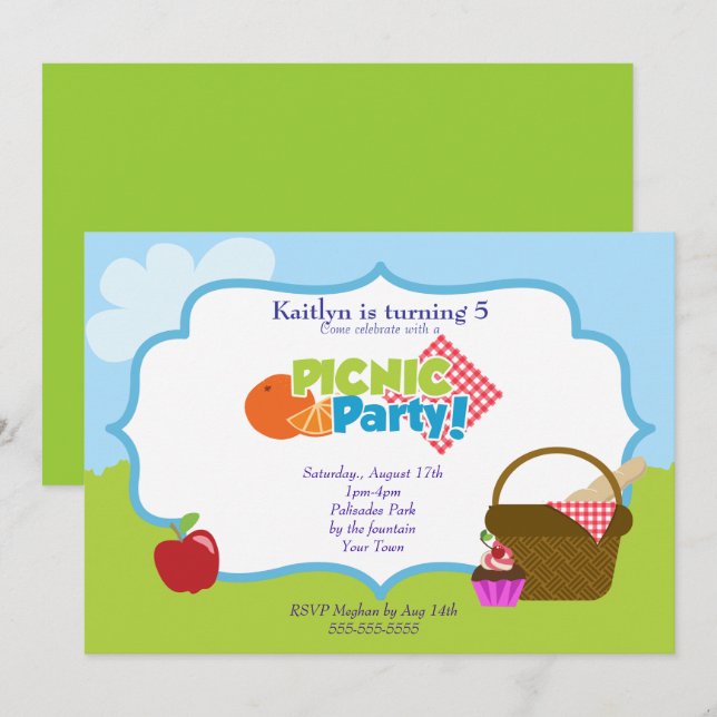 Park Picnic Party Invitation (Front/Back)