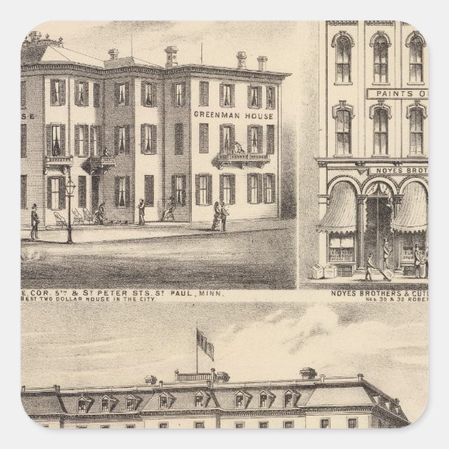 Park Place Hotel, Greenman House, Minnesota Square Sticker (Front)