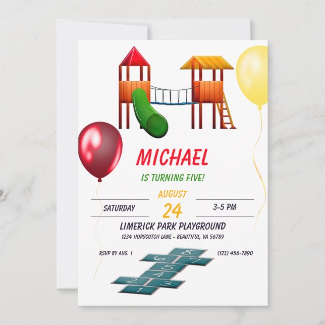Park Playground Fun Kids Birthday Invitation (Front)