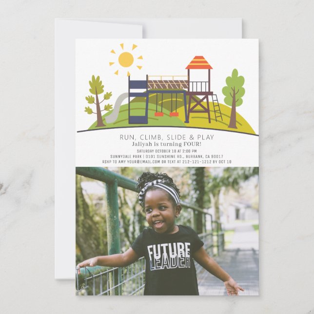 Park Playground Photo Kids Birthday Invitation (Front)