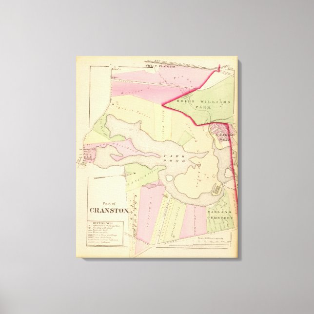 Park Pond Roger Williams Park  Atlas Map Canvas Print (Front)