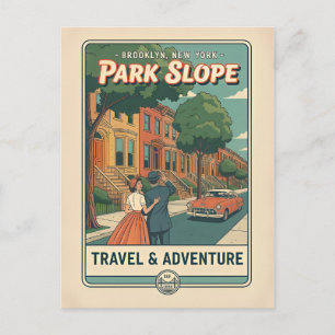 Park Slope Brooklyn NY Retro 1950s Travel  Postcard