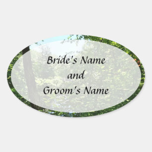 Park With Bridge in Distance Save the Date Oval Sticker