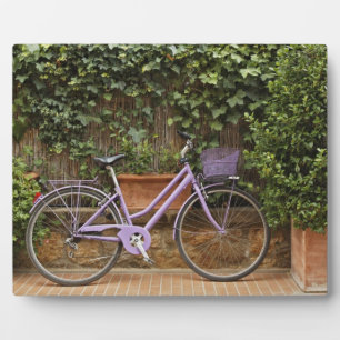 Parked bicycle, Pienza, Italy, Tuscany Plaque